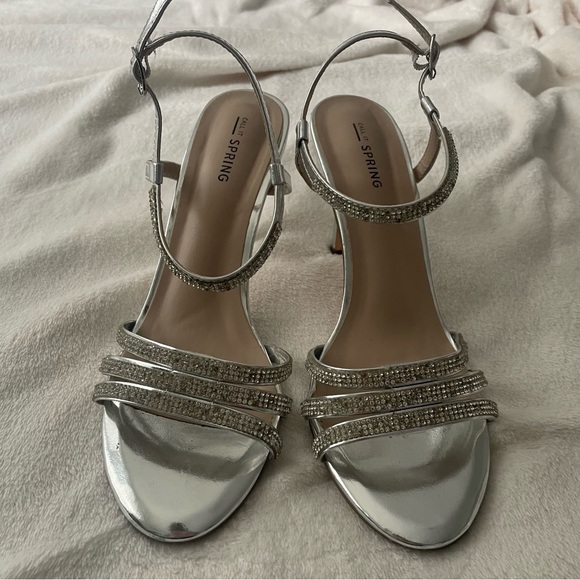 Call It Spring Silver Heeled Dress Sandals - Picture 2 of 7